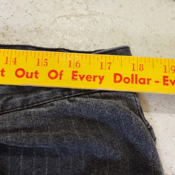 Chaps Denim Charcoal Wash Pin Striped High Rise Straight Leg Plus Size 16 Jeans - Picture 8 of 11